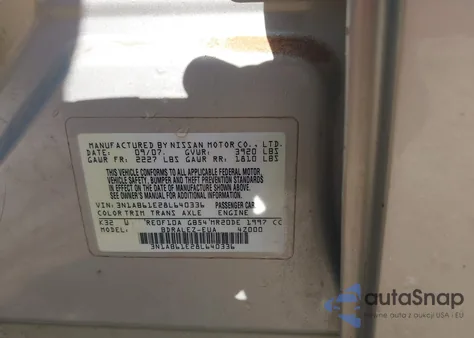 2008 Nissan Sentra 2.0S из США, поврежденный, VIN 3N1AB61E28L640336